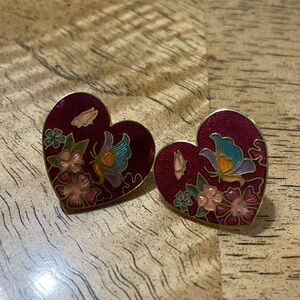 Butterfly heart flower jewel tone vintage earrings y2k